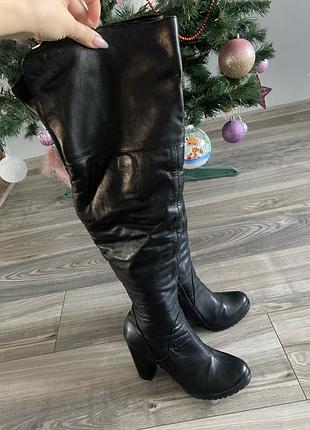 Ботфорди чоботи шкіра утеплені зима