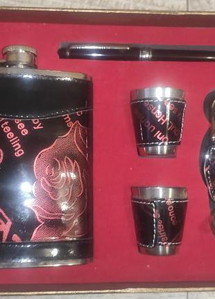 Набор посуды подарочный tiger 5 предметов (фляжка рюмки)