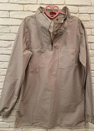 Рубашка беж hugo boss пряма я хлопок размер м ворот на молнии идеал