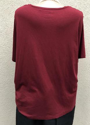 Бордовая футболка реглан,блуза в принт по груди,большой размер3 фото
