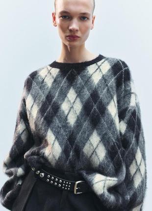 Свитер женский серый ворсистый zara new