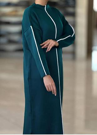 Ангоровое платье свободного кроя макси, с кантом, платье, платье-бохо