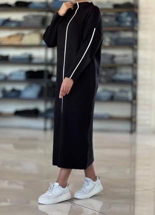 Ангоровое платье свободного кроя макси, с кантом, платье, платье-бохо