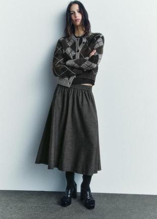 Кардиган женский коричневый в ромбы zara new