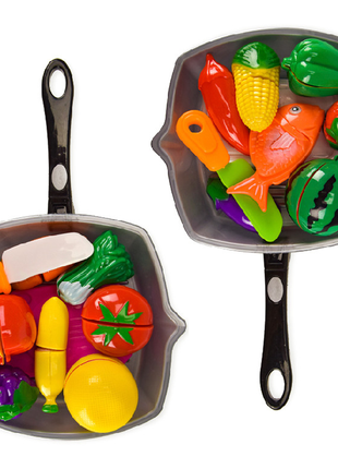 Іграшкові продукти на липучках зі сковородою