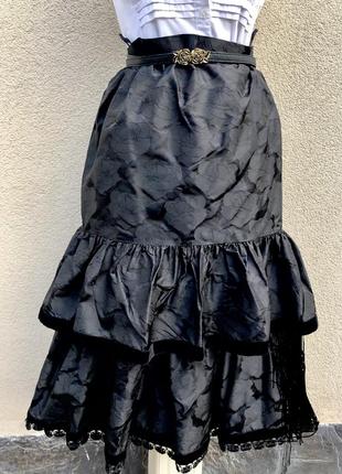 Вантаж,шовк 100%, спідниця з рюшами,волани,