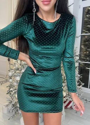 Вечірня новорічна сукня міні, велюр, плаття платье вечернее