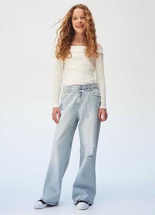 11-12 р 152 см h&m новые фирменные стильные детские джинсы широкие брюки свободного кроя брюки девочке