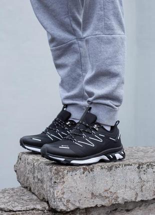 Мужские кроссовки водоотталкивающие salomon xt rush-2 gore-tex black white (термо)