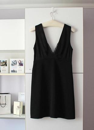 Чорна міні сукня з мереживом від zara