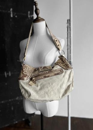 Guess womens vintage y2k logo shoulder bag beige gray spacious monogram женская,...