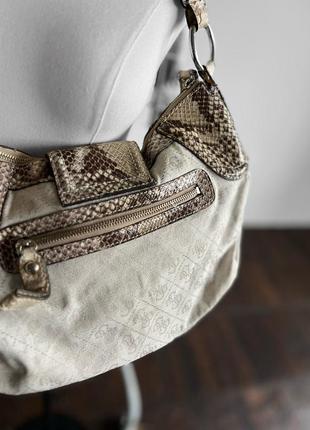 Guess womens vintage y2k logo shoulder bag beige gray spacious monogram женская,...
