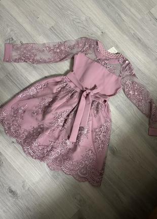 Праздничное платье платье с рукавом кружевное нарядное нарядное