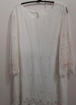 Нарядное красивое платье цвета айвори с жемчугом, s-l, 46-50