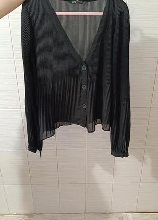 Блуза плиссировка оверсайз шифон zara