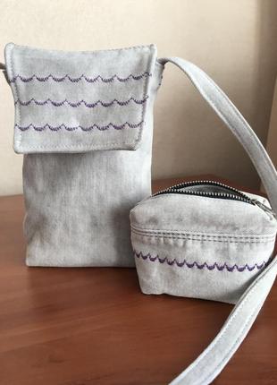 Сумка джинсова через плече.