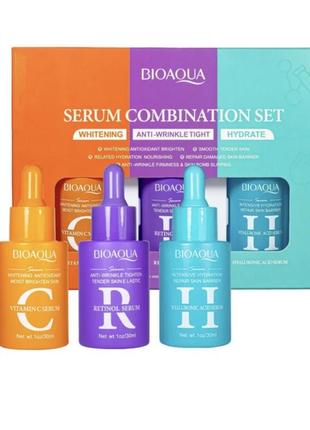 Подарунковий набір сироваток для шкіри обличчя bioaqua serum combination set 3 шт. х 30ml