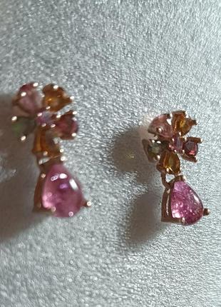 Сережки з турмалінами срібло 925 позолота