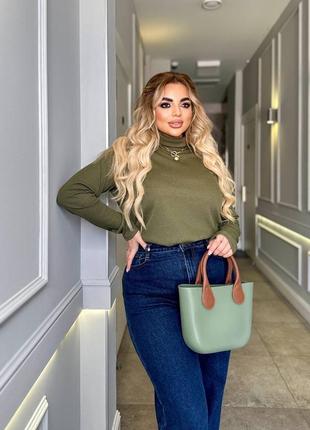 Базовый гольф батал в рубчик женский свитер однотонный