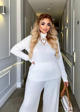 Базовый гольф батал в рубчик женский свитер однотонный