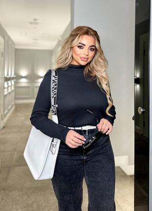 Базовый гольф батал в рубчик женский свитер однотонный