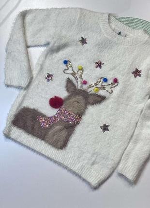 Яркий и нежный свитер травка с оленем george для девочек от 10 до 13 лет
