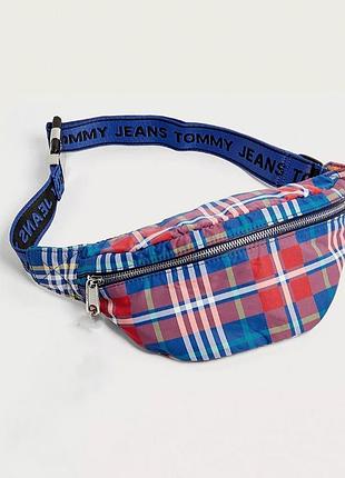Tommy jeans  поясная плечевая бананка клетка /11196/