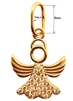 Золотая подвеска ангел с фианитами ск 412820 1.33 арт.9786266293 фото