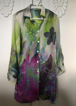 Яркая шелковая блуза шифон