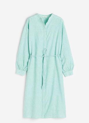 Льняное стильноеп латье-рубашка дуже h&m2 фото