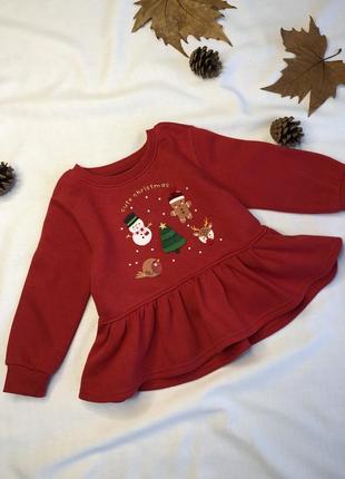 Рождественский красный свитшот на девочку
