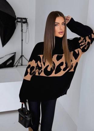 Жіночий светр оверсайз лео принт