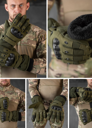 Рукавиці тактичні на хутрі хакі