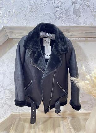 Дубленка zara, косуха, авиатор.