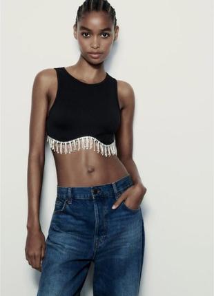 Zara топ со стразами