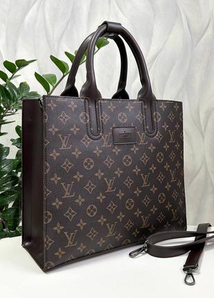 Жіноча стильна сумка на три відділення , коричнева, чорна