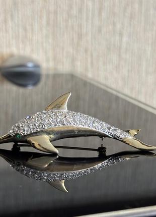 Вінтажна брошка у вигляді дельфіну від marks & spenser