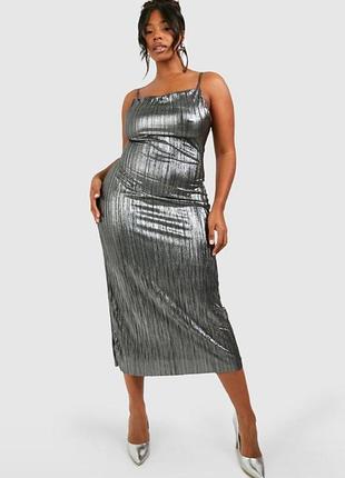 Вечернее черно - серебристое платье новое мидакси boohoo