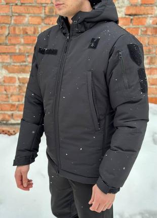 Куртка зимняя тактическая черная на синтепоне
