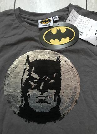 Реглан дісней бетмен з пайєтками бавовняний хлопчику 10-13 років