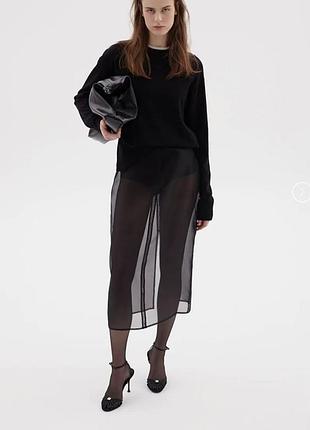 Прозрачная фатиновая юбка с разрезом сзади и швом для фотосессии magelite