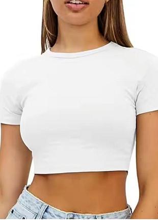 Крутий спортивний топ футболка кроп у рубчик x's-m