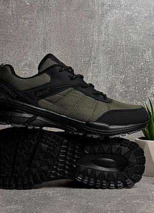 Кросівки хакі із текстилю та нубуку