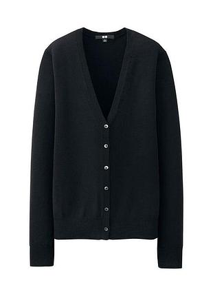 Базовый черный шерстяной кардиган uniqlo