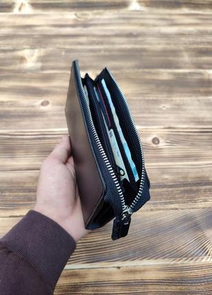 Кошелек из натуральной кожи ручной работы, черный кошелек