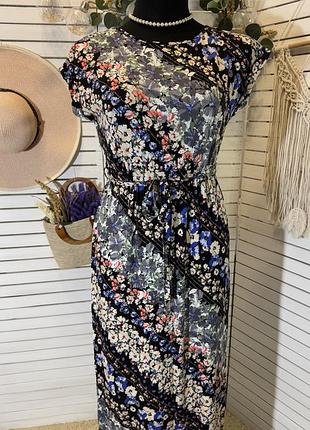 Жіночий літній сарафан максі у квітковий принт