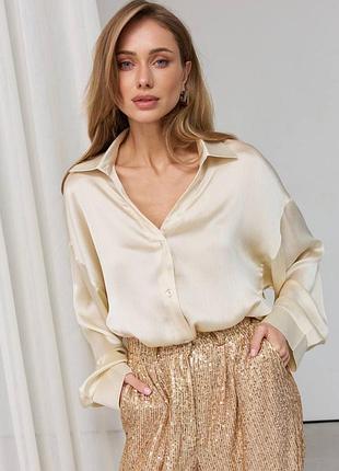 Сатинова блуза сорочка оверсайз