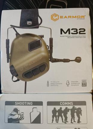 Тактические активные наушники earmor m32 mod3 с радиогарнитурой