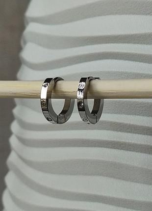 Серьги медицинская сталь stainless steel родий