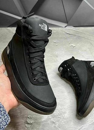 Чоловічі зимові черевики на шнурівці/ замок з натуральної шкіри на хутрі чорного кольору north nf